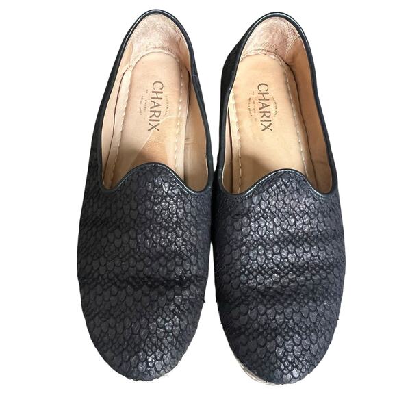 Charix Classic Wild Black Textured Leather Loafers Size 41 US 9.5-10 - Picture 2 of 12